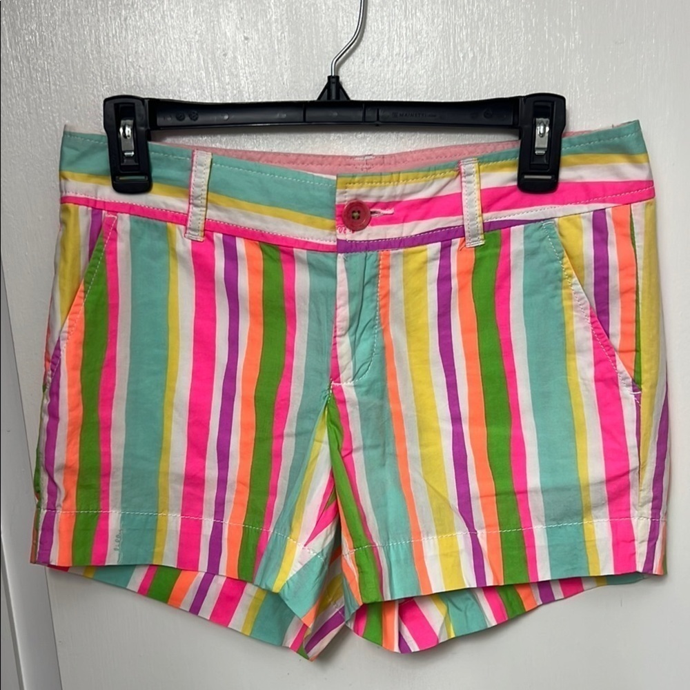 Lilly Pulitzer Women's Multicolor Striped Callahan Short, 3” front zip, Sz 2